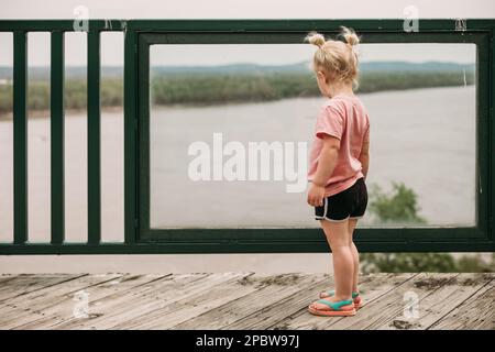 Person looking at river from overlook at Trail of Tears Stock Photo