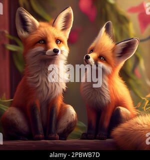 Cute Animated Red Fox - Diamond Paintings 