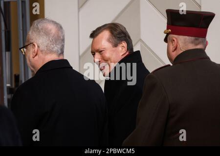 RIGA, LATVIA. 13th March 2023. His Royal Highness the Grand Duke of Luxembourg (R), during arrival at Riga Castle Stock Photo