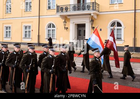 RIGA, LATVIA. 13th March 2023. His Royal Highness the Grand Duke of Luxembourg arrival at Riga Castle Stock Photo