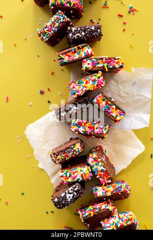 Mini ice cream sandwiches with sprinkles Stock Photo