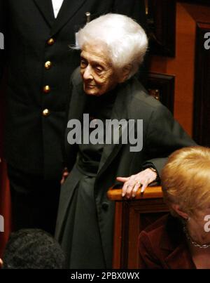 RITA LEVI MONTALCINI Italian Nobel Laureate in medicine at Nobel dinner in  Stockholm City hall with the Swedish Prince Bertil at the table.She was the  Stock Photo - Alamy