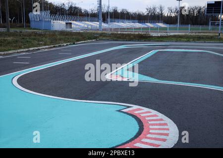 Driving school test track with marking lines for practice Stock Photo