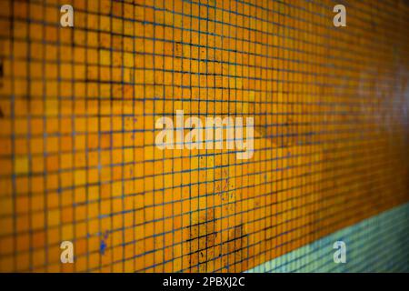 Colorful abstract mosaic wall texture, no people. Stock Photo