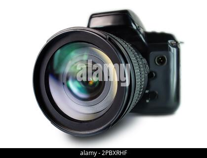 camera and photo lens isolated on white background close up Stock Photo