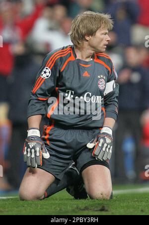 MUNICH, GERMANY - MARCH 07: Oliver Kahn goalkeeper of Munich reacts during  the UEFA Champions League round…