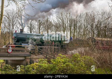 GWR 2900 'Saint' Class No. 2999 Lady of Legend is a 4-6-0 steam locomotive on the East Lancashire railway.at Stubbins. Stock Photo