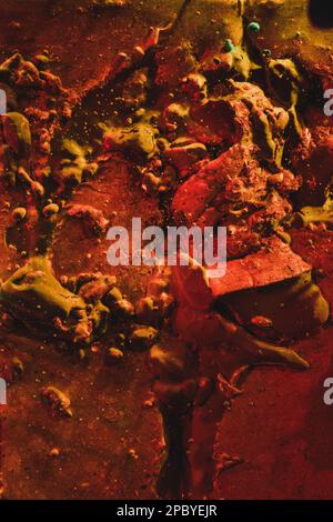 Abstract background of burning and melting mineral with textured surface in bubbles Stock Photo