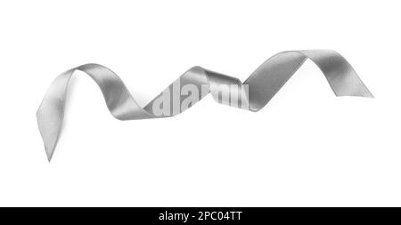 Curled Gray Silk Ribbon Isolated On White Stock Photo, Picture and Royalty  Free Image. Image 91696418.