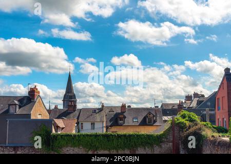 Honfleur, Normandy, France. Skyline view of old town of Honfleur with church. Popular travel destination Stock Photo