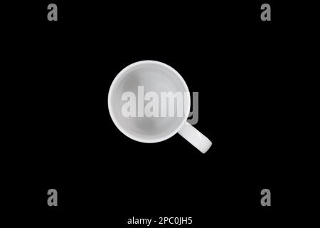 Top view of empty white coffee cup isolated on black background Stock Photo