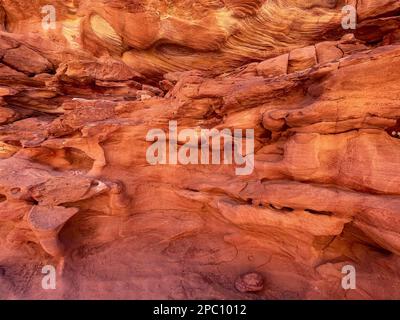 Stones and textures of the colored Red Salam Canyon, Egypt. Stock Photo