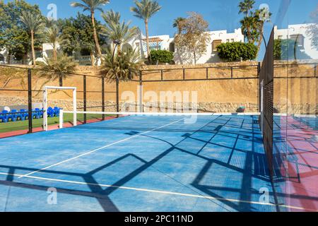 Tennis court in recreation area in Egypt hotel. Stock Photo