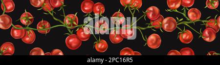 Seamless hand drawn pattern with cherry tomatoes. Vegetable background for textiles, fabrics, banner, wrapping paper, and other designs. Digital illus Stock Photo