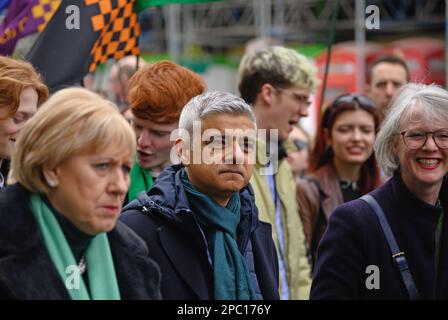 Sadiq Khan (Mayor of London) taking part in the St Patrick's Day Parade in London, 12th March 2023 Stock Photo