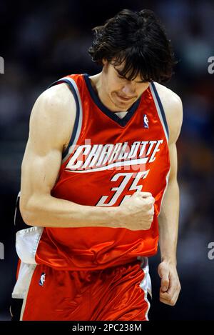 Charlotte Bobcats rookie Adam Morrison stands on the court during