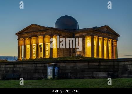 Restored City Observatory, now the Collective Arts Centre at dusk, on Calton Hill in Edinburgh, Scotland, UK Stock Photo