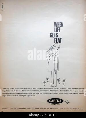 Sabena Belgian world airlines  advert in Life magazine June 15, 1964 Stock Photo