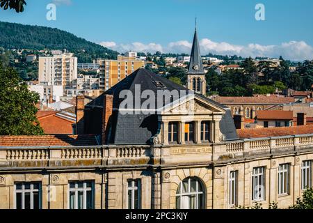 Facade of a public school on boulevard de la Republique in Annonay (Ardeche, France). The school says 'Girl's school' Stock Photo