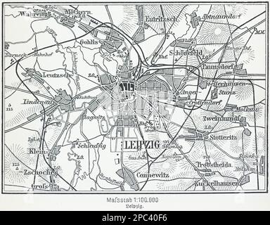 City map of Leipzig and its surroundings, Leipzig, Saxony, Southern Germany, Central Europe Stock Photo