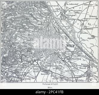 City map of  the Austrian capital Vienna and its surroundings, Vienna, Austria, Central Europe Stock Photo
