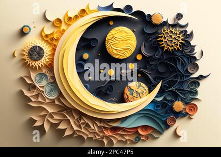 Download Planets Paper Quilling Space Royalty-Free Stock