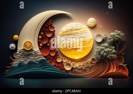 abstract paper quilling space, spacetime and constellations, stars and  planets. Creative and beautiful patterns of celestial bodies. Sun, moon,  earth Stock Photo - Alamy
