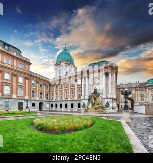 Gorgeous Courtyard of the Royal Palace in Budapest. Location: Budapest, Hungary, Europe Stock Photo
