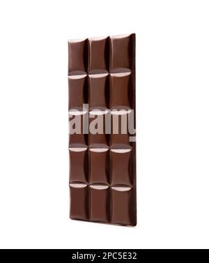 Dark chocolate bar isolated on white background. Whole slab of dark chocolate isolated on white background Stock Photo