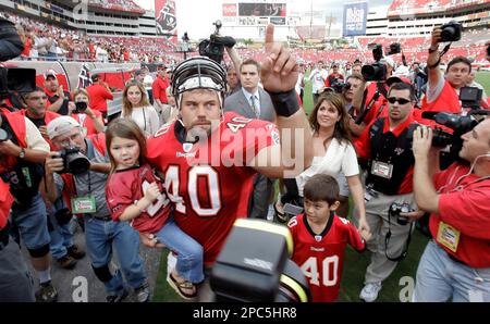 Tampa Bay Buccaneers' fullback Mike Alstott heads for the locker room at  halftime during game against the New Orleans Saints at Raymond James  Stadium on January 1, 2006 in Tampa, Fl. The