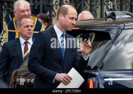 London, UK.  13 March 2023. The Prince of Wales leaves The Commonwealth Service at Westminster Abbey.  The service has been held since 1972 and celebrates the people and cultures of the 54 Commonwealth nations.  This is the first service attended by King Charles, following the death of Queen Elizabeth II.   Credit: Stephen Chung / Alamy Live News Stock Photo