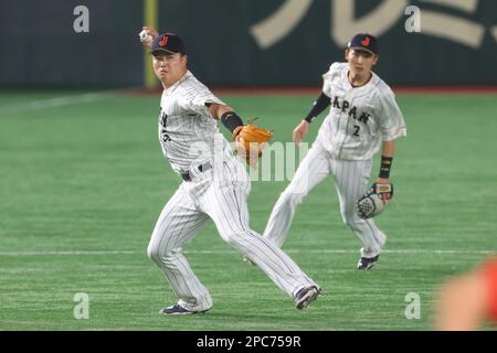 Tokyo, Japan. 12th Mar, 2023. (L to R) Lars Nootbaar, Shohei Ohtani (JPN)  Baseball : 2023 World Baseball Classic First Round Pool B Game between  Japan - Australia at Tokyo Dome in