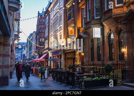 Restaurants and independent shops in trendy Kingly Street in London's West End, Soho, London, England, UK Stock Photo