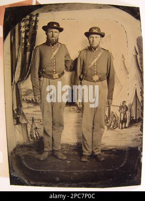 A photograph showing two unidentified soldiers in Union private's ...