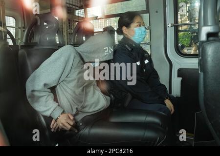 Irene Pun Hau-yin, the seventh suspect who is charged over allegedly trying to help Choi's ex-husband Alex Kwong Kong-chi in the brutal murder of model Abby Choi Tin-fung, appears at Kowloon City Court. 08MAR23    SCMP / Elson Li Stock Photo