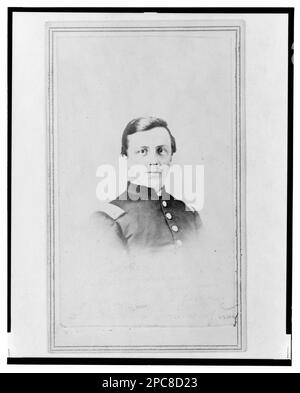 Unidentified Union officer, bust portrait, facing front. Title devised by Library staff, In: Adolph Metzner photograph album ., no. 54, Color laser copy reference surrogate, showing front and back of photo, filed with finding aids for LOT 8751 in P&P Reading Room. United States, History, Civil War, 1861-1865, Military officers, Union. Stock Photo