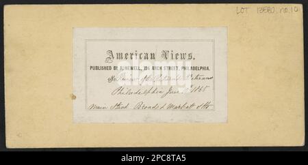 Review of the return'd veterans, Philadelphia, main stand, Broad & Market Sts.. Title from item, American Views. Reviewing stands, Pennsylvania, Philadelphia, 1860-1870, Veterans, Pennsylvania, Philadelphia, 1860-1870, United States, History, Civil War, 1861-1865, Military personnel, Pennsylvania, Philadelphia. Stock Photo