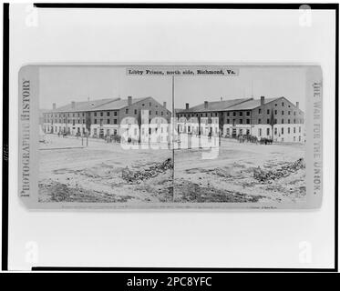 Libby Prison, north side, Richmond, Virginia. Civil War Photograph Collection , Original negative may be available: LC-B811-3161. Libby Prison, Virginia, Richmond, 1860-1870, Prisons, Virginia, Richmond, 1860-1870, United States, History, Civil War, 1861-1865, Detention facilities, Confederate. Stock Photo