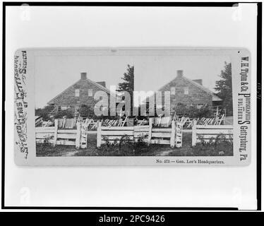 General Lee's headquarters. Photographed and published by W.H. Tipton & Co, Civil War Photograph Collection , No. 573. Lee, Robert E, (Robert Edward), 1807-1870, Homes & haunts, Pennsylvania, Gettysburg, Military headquarters, Confederate, Pennsylvania, Gettysburg, 1860-1890, Gettysburg, Battle of, Gettysburg, Pa, 1863, Military facilities, United States, History, Civil War, 1861-1865, Military facilities. Stock Photo