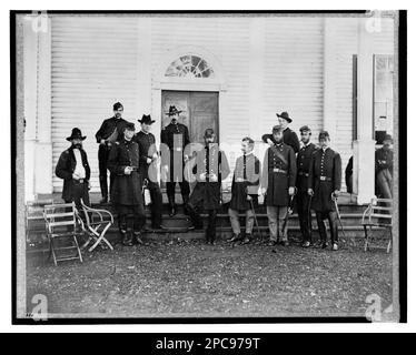 Major General Geo. G. Meade and staff. Title from item, No. 330, Civil War Photograph collection. Meade, George Gordon, 1815-1872, Military service, United States, History, Civil War, 1861-1865, Military personnel, Union. Stock Photo