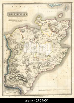 Caithness-shire county map. Thurso Wick. Scotland. THOMSON 1832 old Stock Photo