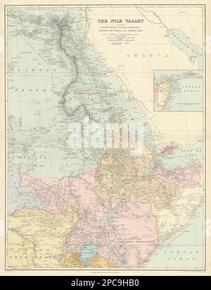 Nile Valley. Egypt Sudan Uganda Kenya Ethiopia Somalia 72x55cm STANFORD 1904 map Stock Photo