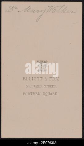 Dr. Mary Edwards Walker / Elliott & Fry, 55 Baker Street, Portman Square.. Liljenquist Family Collection of Civil War Photographs , pp/liljwoch, pp/liljvet. Walker, Mary Edwards, 1832-1919, United States, Army, People, 1860-1870, Soldiers, Union, 1860-1870, Women, 1860-1870, Veterans, Union, 1860-1870, Physicians, 1860-1870, United States, History, Civil War, 1861-1865, Veterans, Union. Stock Photo