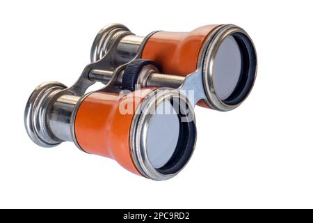 Vintage retro binoculars isolated on white with clipping path included Stock Photo