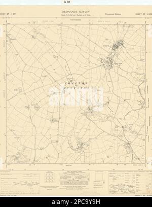 Ordnance Survey Sheet SP34SW Warwickshire Tysoe Winderton 1955 old vintage map Stock Photo