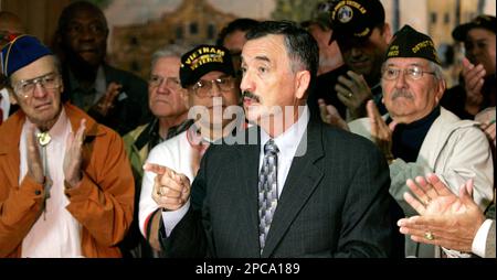 Democratic candidate for congress Ciro Rodriguez applauds with