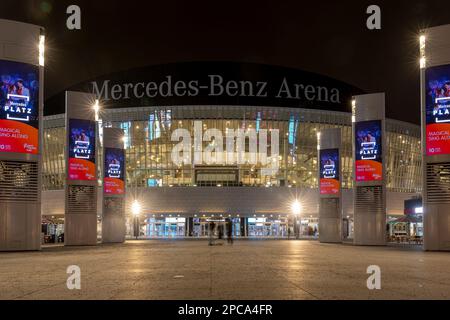 Mercedes Benz Arena in Berlin on a quiet winter evening Stock Photo