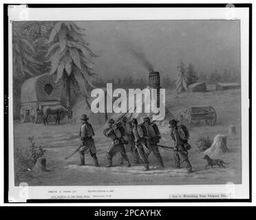 Returning from outpost duty / Edwin Forbes.. Morgan collection of Civil War drawings. Military camps, 1860-1870, Military personnel, Union, 1860-1870, Winter, 1860-1870, United States, History, Civil War, 1861-1865, Military life, Union. Stock Photo