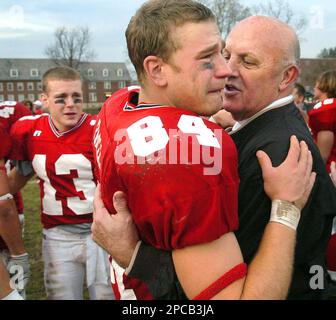 East Stroudsburg wide receiver Evan Prall (84) shares a moment