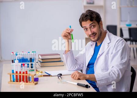 Young chemist working at the lab Stock Photo